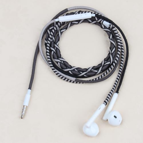 URIZONS Colorful Braided Wired Earbuds with Built-in Microphone – Sweat & Dirt Resistant, Tangle-Free Design, Adjustable Volume Control – Universal 3.5 mm Compatibility for Everyday Audio and Active Lifestyles – Premium Sound Quality for Music Lovers