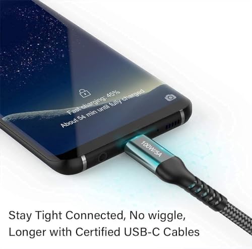 15 FT USB C to USB C Charging Cable – 100 W Fast Power Delivery for i Phone 15 Pro Max, Mac Book Air, i Pad Pro, Samsung Galaxy, One Plus, Google Pixel, PS5 & Xbox – Ultimate Durability and Enhanced Compatibility for Rapid Charging and Data Transfer