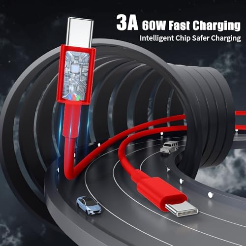 6-Foot USB C Cable for i Phone 15 – 3-Pack Durable Woven Fast Charging Solution for i Phone 16, Mac Book Pro, and Samsung Galaxy S23 Ultra – Optimal Length for Home, Office, and Travel Use – 60 W Power Delivery & High-Speed Data Transfer