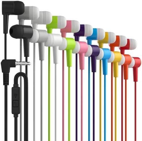 Maeline 10-Pack Wired Earbuds with Microphone – Heavy Bass Stereo Noise-Canceling Earphones for i Phone & Android, Stylish Multi-Color Set for Music Lovers and Clear Calls, Compatible with All 3.5 mm Devices – Ultimate Sound Experience with Comfort and Durability