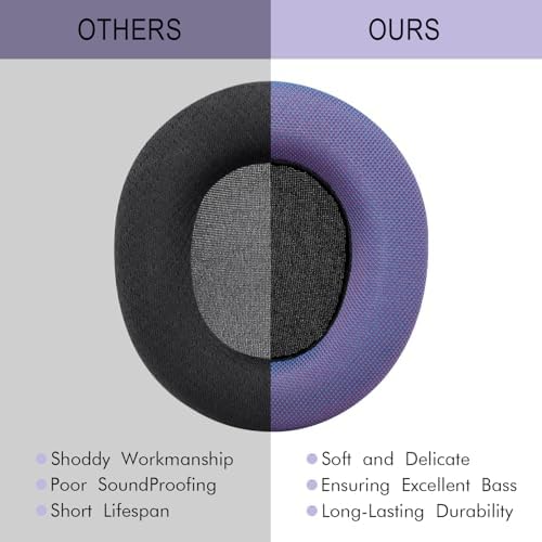 Upgrade Your Sound: GEVO High-Density Foam Ear Pads for Steel Series Arctis Nova – Stylish Purple Magic Mesh Fabric Cushions for Pro Wired, Nova 1, 3, 4, 5, 7 Headphones – Enhanced Comfort and Sound Isolation for Long Listening Sessions