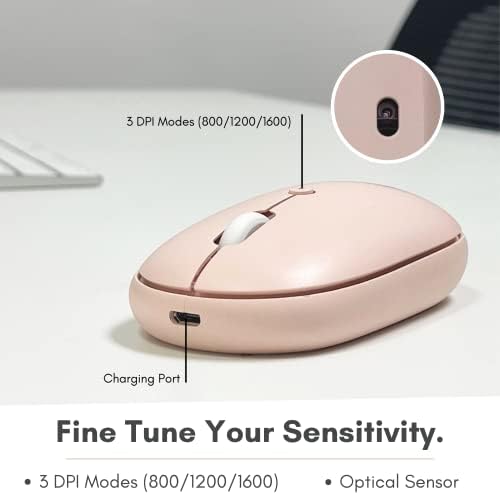 Sleek Macally Wireless Bluetooth Mouse – Rechargeable, Ergonomic Design for Mac & PC – Ultra-Quiet Clicks Perfect for Home, Office & Travel – Enhanced Compatibility with Mac Book Air/Pro, i Mac & Windows Laptops – Experience Comfort & Efficiency in Every Click
