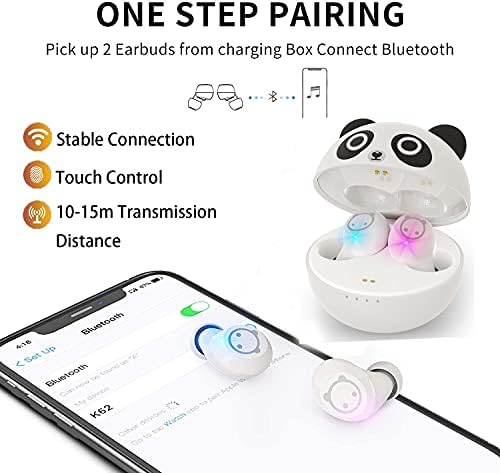 Adorable Panda-Themed Kids Wireless Earbuds – Bluetooth 5.0 with 36 Hours Playtime & IPX6 Waterproof for Active Lifestyles – 3 D Stereo Sound & Built-in Mic for Hands-Free Calling – Perfect for Children and Adults
