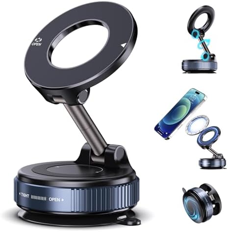 Revolutionary Vacuum Magnetic Phone Holder for Mag Safe & Universal Smartphones – Ultimate Multi-Surface Solution for Cars, Gyms, and Home Use – Reliable Suction Mount for Hands-Free Navigation and Streaming
