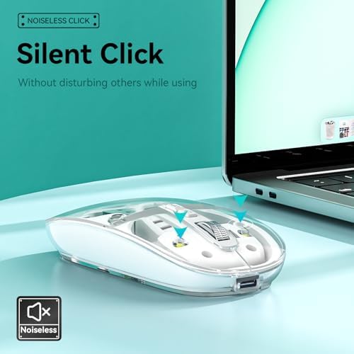 Experience Unmatched Versatility with the Uiosmuph Tri-Mode Bluetooth Mouse – Wireless, USB-C Rechargeable, and Quiet Click Design for Seamless Multi-Device Connectivity – Stylish Transparent Cover and Battery Level Indicator – Perfect for Laptops, Macs, and i Pads – Sleek Yellow Finish for Enhanced Productivity