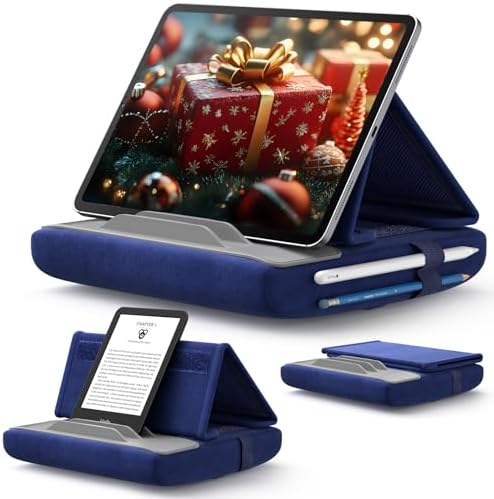 JSAUX Multi-Angle Tablet Pillow Stand – Ergonomic Holder for i Pad, Kindle & Smartphones, 4-11″ Devices in Navy Blue – Ultimate Comfort for Hands-Free Viewing on Bed, Lap or Desk, Ideal for Movies, Reading & Video Calls