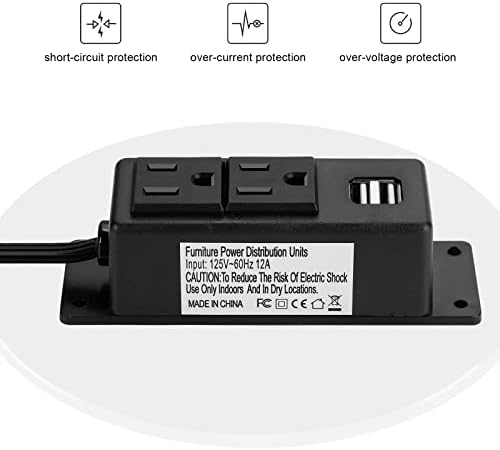BTU Desktop Power Outlet – Versatile Power Strip with 2 AC Outlets & 2 USB Charging Ports, 6.56 ft Extension Cord, Ideal for Home Office & Nightstand, Mountable Design in Sleek Black for Clutter-Free Spaces – Enhanced Compatibility & Rapid Charging Solution
