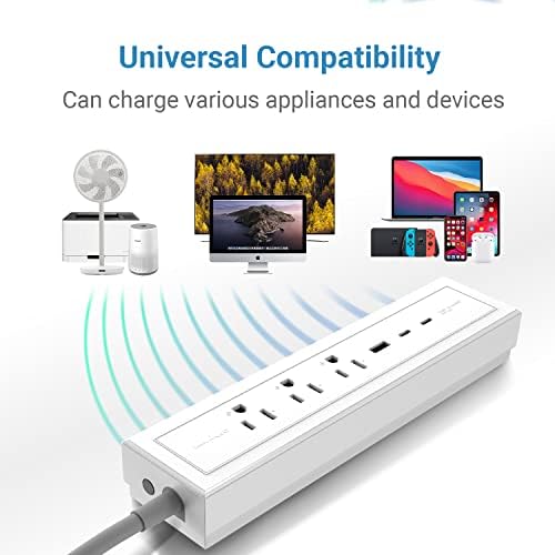 Ultimate 73 W USB Power Strip with 6 FT Extension Cord – Multi-Device Ga N Fast Charging Station Featuring 3 AC Outlets and 3 USB Ports (2 Type-C, 1 Type-A) – Perfect for i Phone, Galaxy, Mac Book, Laptop & Switch – Streamline Your Charging Experience in Style