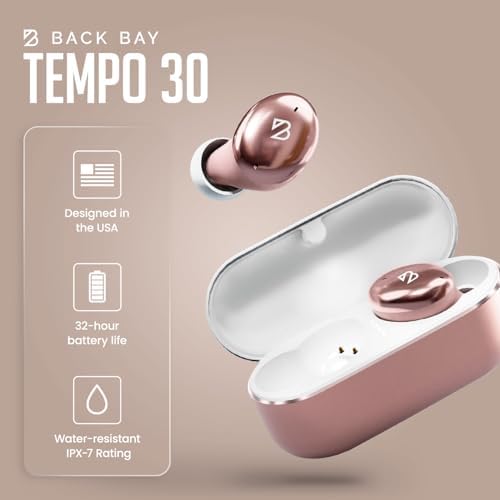 Back Bay Audio Tempo 30 Wireless Earbuds for Smaller Ears – Award-Winning Sound in Sweatproof Design, Ultra-Comfortable Bluetooth Earbuds for Women, Purple Finish with Long Battery Life and Enhanced Compatibility for Daily Use