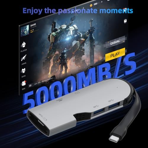 Transform Your Tech Experience with the Ultimate 5-in-1 USB C Hub Multiport Adapter – 4 K HDMI, Power Delivery, USB-C/A Ports for Mac Book Pro, Dell XPS & i Phone 15/16 Pro – Essential Laptop Accessory for Enhanced Productivity & Travel Efficiency