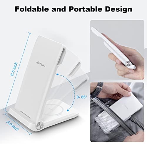 Nillkin 3-in-1 Wireless Charging Hub for Samsung Devices – Fast-Foldable Power Station for Galaxy S23/S22/S21, Galaxy Watch (5/4/3/Active 2), and Galaxy Buds – Ultimate Travel-Friendly Charger with Smart Safety Features and Efficient Power Management
