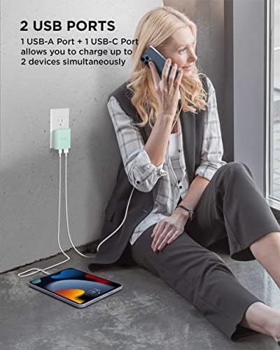 i Home 20 W Multiport USB C Charger – Fast Charging Dual Port Adapter for Home & Travel – Compact Flat USB Wall Plug with Enhanced Device Compatibility – Reliable, Efficient Power for Smartphones & Tablets