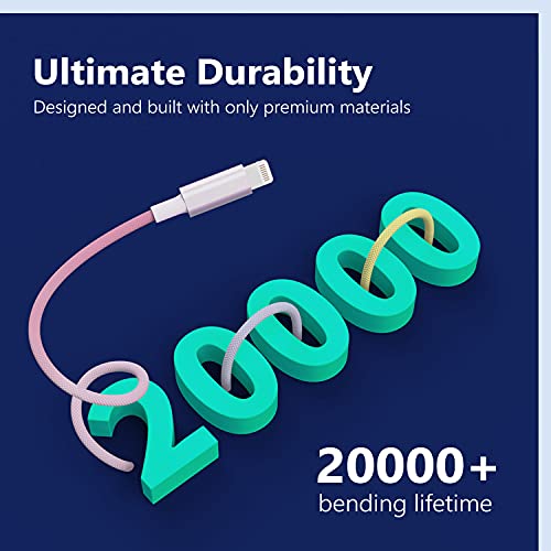 Vibrant USB C to Lightning Charging Cable – 3.3 ft MFi-Certified, Fast Charge for i Phone 14/13/12 Models – Durable Nylon Braided Design with Enhanced Speed and Compatibility for Seamless Connectivity