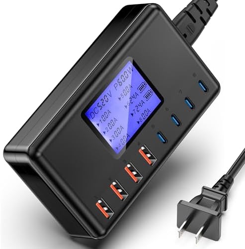 Ziwodiv 8-Port USB Charging Hub – 60 W Multi-Device Power Station with LED Status Indicator for i Phone, i Pad, Samsung & Android – Compact and Efficient Desktop Charger with Advanced Safety Features for Home and Office Use