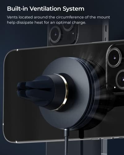 i Ottie Velox Universal Magnetic Air Vent Phone Mount – Enhanced Mag Safe Compatibility for i Phone 12-16 & Android Devices with Included Adapter – Secure Silicone Grip for Hands-Free Navigation and Easy Access