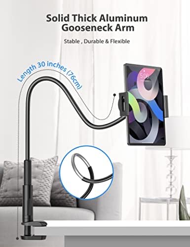 Transform Your Tablet Experience with the Ultimate Gooseneck Adjustable Stand Holder – Ideal for i Pad, Samsung Tab, Kindle & More (4.7″-12.9″) – Hands-Free Comfort for Bed, Couch, and Office Use with Flexible Arm Design