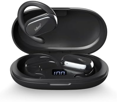 Unleash Your Potential with HILEO Open Ear Bluetooth 5.2 Wireless Earbuds – 90-Hour Battery Life for Endurance Athletes – Exceptional Sound Clarity in a Lightweight Sporty Design – Ideal for Running, Workouts, and Active Lifestyles – Convenient Sleek Black Charging Case for On-the-Go Use – Effortless Connectivity for All Your Devices