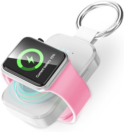 Compact Wireless Magnetic Power Bank for Apple Watch – 1000 m Ah Travel Charger with Keychain Attachment, Fast Charging for Series 10/9/8/7/6/SE/5/4/3/2/Ultra 2 – Perfect Accessory for Active Lifestyles and Professionals – Sleek Black Design for Effortless Portability