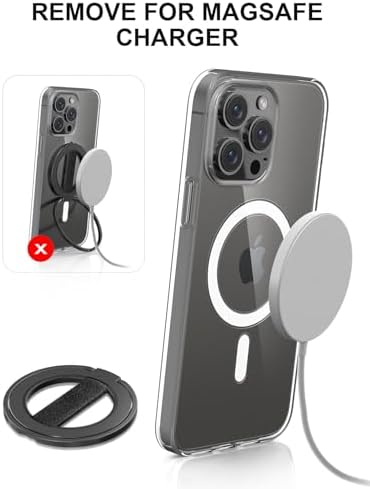 EWA Mag One Ultra Phone Grip Stand – Advanced Elastic Finger Loop & Magnetic Kickstand Holder for i Phone 16, 15, 14, 13 Pro/Max/Plus – Optimal Hands-Free Viewing & Superior Grip Stability – Sleek Black Design for Everyday Convenience