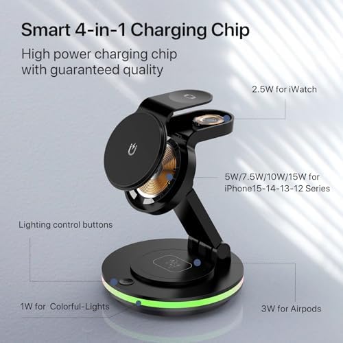 Ultimate 3-in-1 Foldable Charging Station for i Phone, Apple Watch & Air Pods – Magnetic Wireless Charger with Fast Charging for i Phone 11-16 Series, Pro Max Compatibility, Sleek Portable Design for Home & Travel