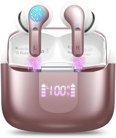 Premium Bluetooth 5.3 Wireless Earbuds with Deep Bass and Enhanced Noise Cancelling – Mini Sport Earphones with 40 Hours Playtime, USB-C Charging Case, and Dual LED Display for Ultimate Connectivity and Sound Clarity