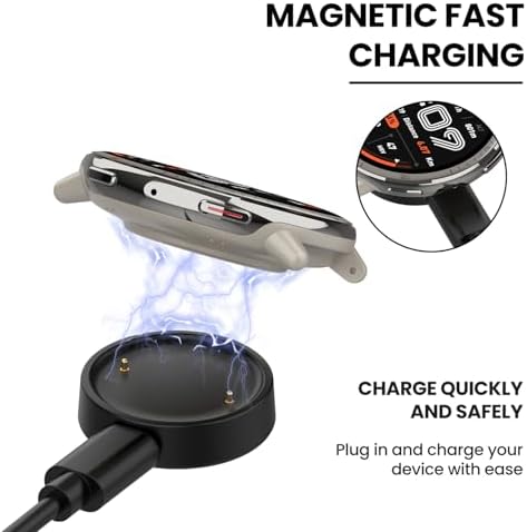 Dual-Pack USB-C Magnetic Charging Dock for Amazfit Bip 6 & Active 2 – Fast & Reliable Smartwatch Charger with 3.3 ft Cable – Effortless Power On-the-Go with Enhanced Compatibility and Sleek Design