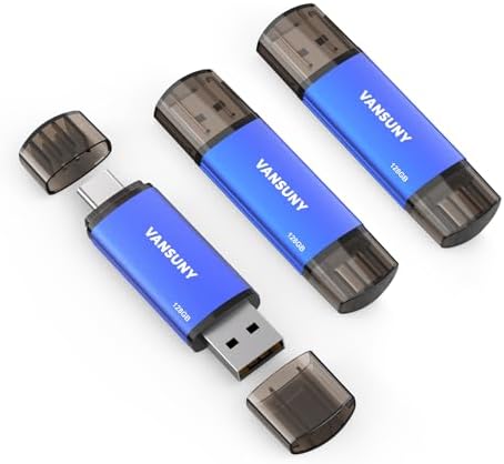 Vansuny 128 GB Type C Flash Drive – Versatile 2-in-1 OTG USB 3.0 & Type C Memory Stick for Effortless File Transfer Across Android, Mac, Tablets & PCs – Compact Dual Thumb Drive with Keychain for On-the-Go Convenience and High-Speed Data Access