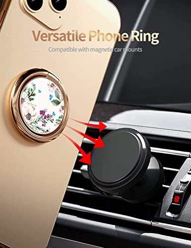 Blue Butterfly Marble Pattern Cell Phone Ring Stand – 360° Rotating Finger Holder for Secure Grip and Versatile Kickstand, Compatible with All Smartphones Including i Phone and Samsung Galaxy, Perfect for Magnetic Car Mounts