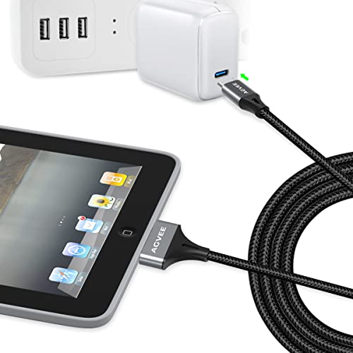 AGVEE 6 ft USB-C to 30 Pin Adapter Cable – Dual Pack for i Phone 4/4 S, i Pad 1/2/3, i Pod | Braided Metal Shell, Reliable Charging & Fast Data Transfer | Durable and Tangle-Free Connectivity Solution for Vintage Apple Devices