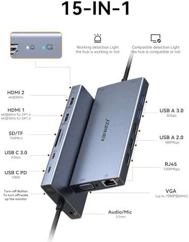 Transform Your Workspace with the Ultimate 9-in-1 USB C Hub Multiport Adapter for Mac Book Pro & Air – High-Speed 4 K HDMI Output, 100 W Power Delivery, and Effortless Connectivity for i Pad Pro, i Mac, and More – Enhance Productivity with 5 USB Ports and SD/TF Card Reader for Seamless Data Transfer and File Access