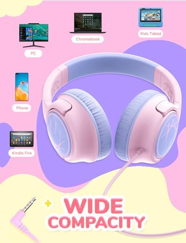 i Clever Kids Headphones: Safe 85 d B Volume Limit, Ergonomic Foldable Design, Superior Stereo Sound, 3.5 mm Jack Compatibility – Ideal for Travel, School & Home Use – Stylish Blue-Green for Boys & Girls