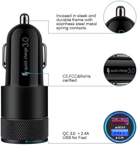 Ultimate Quick Charge 3.0 Fast Charging Kit for Samsung Galaxy & Google Pixel Devices – Includes Wall & Car Charger with 2 Durable 6 ft Nylon Type C Cables – Rapid Power Solution for S24, A14, A54, Pixel 8, and More – Maximize Efficiency & Stay Connected on the Go