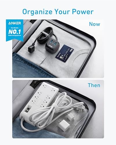 Anker 321 Power Strip: 20 W USB-C Fast Charger, 3 AC Outlets, 5 ft Extension Cord for i Phone 15 Series – Ideal Power Solution for Dorm Rooms & Home Offices with Enhanced Surge Protection and Efficient Power Delivery