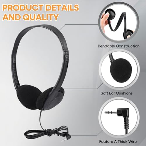 Bulk 25 Pack Kids Wired Headphones – Durable Adjustable Earphones for Classroom Learning, Ideal for Students and Toddlers – Enhanced Compatibility with Tablets and Computers – Comfortable Fit for Extended Use in Group Settings