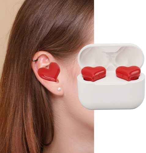 Jectse Heart-Shaped Bluetooth Earbuds – Stylish Noise Cancelling Hi-Fi Stereo Earphones with 8 Customizable Earplugs for Ultimate Comfort and Versatile Connectivity for Cell Phones and Laptops