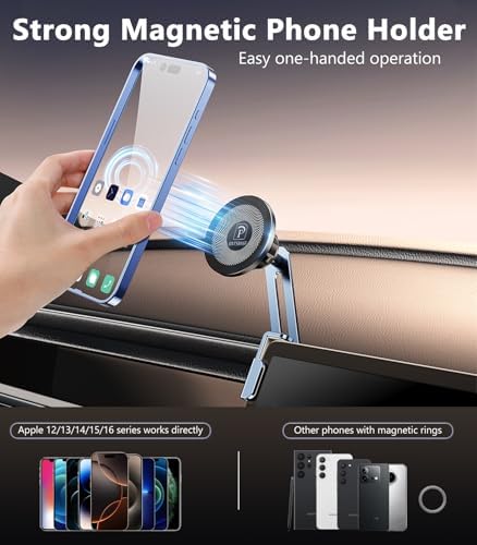 Dual Head Tesla Phone Mount Model Y/3 2026 2025 2024 2023 2022 2021, [Magnetic/Clip] Car Accessories for Tesla Screen Phone Holder Stand, (Fit for Tesla Model Y(Juniper)/3(Highland)) – Enhanced Compatibility and Speed