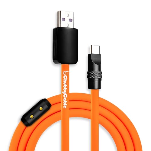 chubbycable Black Chubby Pro – Samurai Cable 240W USB-C Cable Silicone Fast Charging Type C Charger Cord, Rose Red, USB-A to Type-C, 6.6FT – Enhanced Compatibility and Speed