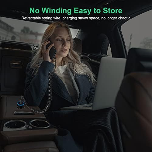 Retractable USB-C to Lightning Charging Cable – MFi Certified Coiled Charger for i Phone 14, 13, 12, 11 Pro Max, XR, XS, X, 8, 7, 6 Plus, 5, SE – Fast Charging, Tangle-Free Design for Ultimate Portability and Efficiency