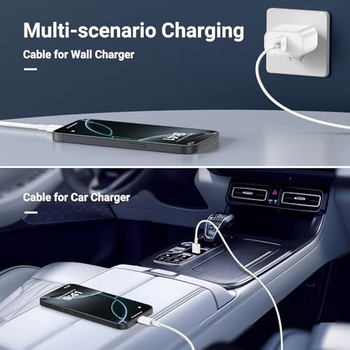 Car Carplay Cable for iPhone 16 15 Pro Max Plus,4Pack [2×3.3FT+2x6FT] Apple USB A to USB C Cable for iPhone 16 15 Pro Max Car Charger Cord Fast Charging Cable for iPad Pro 13/12.9/11/Air – Enhanced Compatibility and Speed