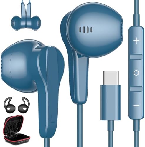 High-Performance USB C Headphones for Samsung S25 Ultra and i Phone 16 – Hi-Fi Stereo Wired Earbuds with Microphone and Volume Control, Magnetic Design for Tangle-Free Storage – Enhanced Compatibility with Galaxy Flip, Pixel 9, S24, S23 FE, and More