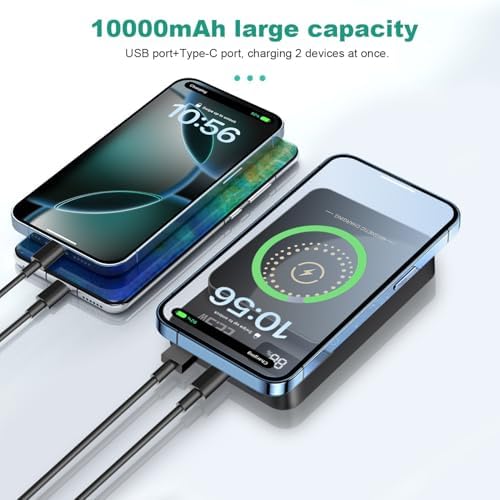 Magnetic Wireless Power Bank 10000 m Ah – 22.5 W Fast Charger for i Phone 16/15/14/13/12 Series with Built-in LED Display – Versatile Travel Power Solution for Samsung, Google, and More – Lightweight Design with Multi-Device Charging Capability and Intelligent Digital Readout for On-the-Go Convenience