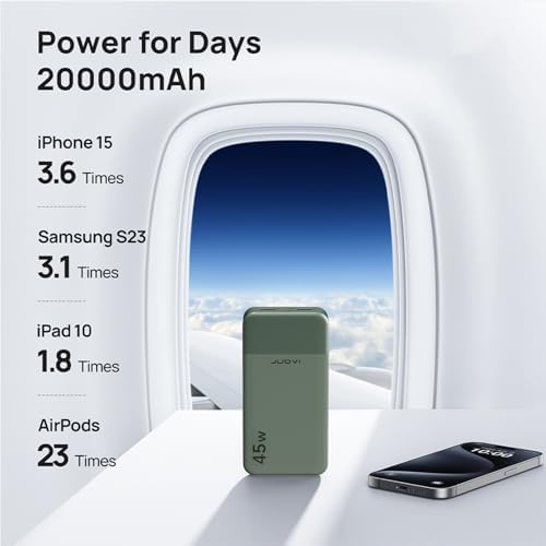 Juovi 20000 m Ah Ultra-Fast Portable Charger – 45 W PD3.0 Power Bank with Dual USB-C & USB-A Ports, LED Digital Display for Smart On-the-Go Device Charging – Ideal for i Phone 15/16, Mac Book, Samsung & More – Perfect Power Solution for Travelers, Students & Professionals in Trendy Pink Finish
