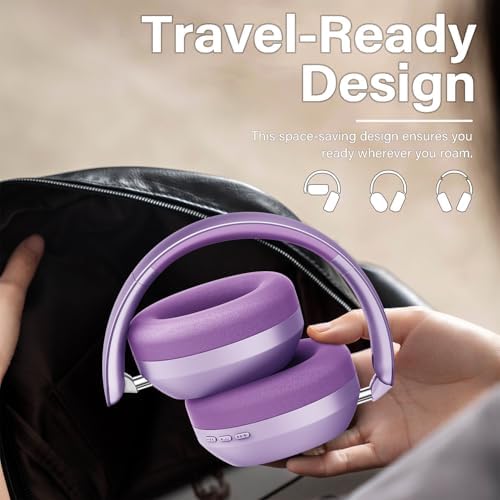 Purple Y05 Wireless Over-Ear Headphones – Unmatched 48-Hour Playtime, Premium Audio Performance, Travel-Friendly Foldable Design, Luxurious Soft Earpads for Ultimate Comfort – Versatile Compatibility & Enhanced Listening Experience