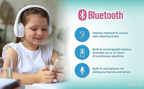 Premium Kids Wireless Headphones with Microphone – Comfortable Bluetooth Earphones for School, Travel, and Home Use (White) – Exceptional Sound Quality and Durability for Young Audio Enthusiasts