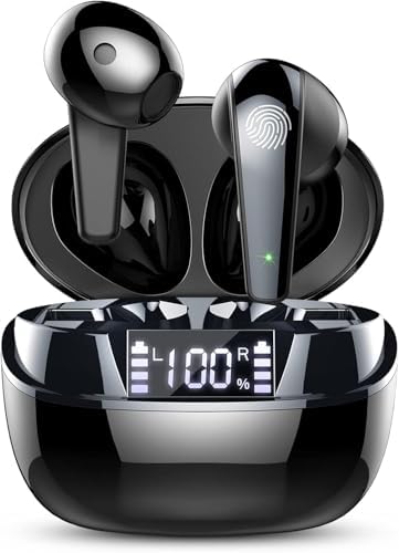 Elevate Your Audio Journey with Premium Bluetooth 5.3 Hi-Fi Stereo Earbuds – 47 Hours of Playtime, Cutting-Edge ENC Noise Cancellation, IPX7 Waterproof for Active Lifestyles, Effortless Pairing in Sleek Black Finish