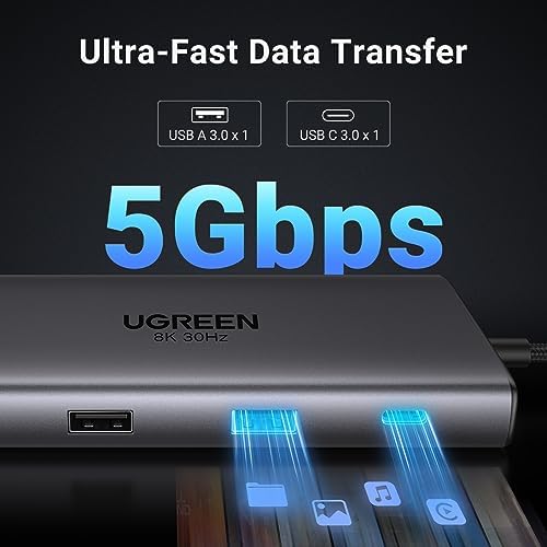 UGREEN Revodok Pro 210 – 10-in-1 USB C Docking Station with Dual HDMI 4 K@60 Hz & 8 K@30 Hz Output | High-Speed 100 W PD, 5 Gbps USB Ports, Gigabit Ethernet & SD/TF Reader | Ultimate Connectivity Hub for HP & Dell Laptops | Enhance Your Workspace Efficiency
