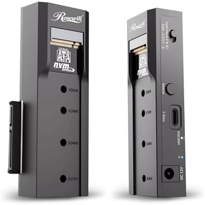 Rosewill M.2 Cloner Docking Station – Dual Bay 20 Gbps USB3.2 Gen 2 X2 Adapter for Effortless SSD Duplication and Offline Cloning – Tool-Free NVMe Enclosure for Seamless Data Management and Enhanced Compatibility