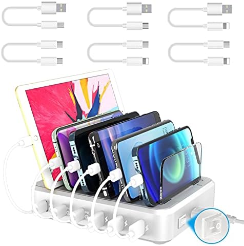 COSOOS 81 W PD USB-C Charging Station – High-Power Multi-Device Fast Charger with 3 x 20 W Ports and 6 Versatile Cables for Instant Mobile Power – Compact USB Hub for Effortless Charging at Home or Office with Enhanced Overheat Protection and Smart Safety Features