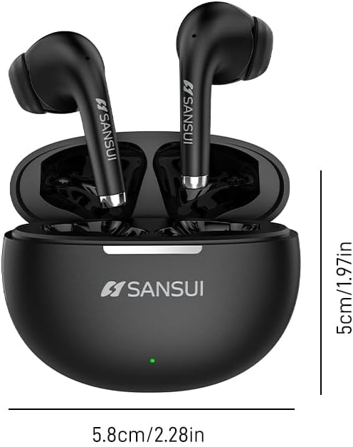 SANSUI W6 True Wireless Earbuds – Cutting-Edge 5.4 Bluetooth Technology with Ultra-Low Latency for Gaming, Immersive Hi-Fi Stereo Sound via 13 MM Drivers, 13 Hours Playtime in Stylish White Charging Case – Ideal for Audiophiles and Competitive Gamers Alike