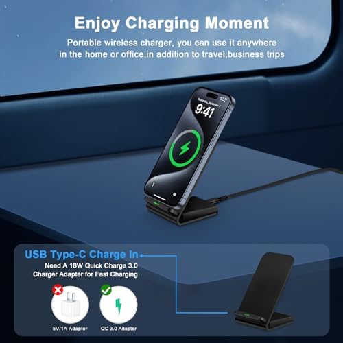 Pixel 9 Pro Fast Wireless Charger Stand – 15 W Universal Charging Station for Google Pixel 9/8/7/6 Series, i Phone 16/15/14/13, Samsung S25/S24/S23/S22 – Sleek Vertical & Horizontal Design with Enhanced Safety Features for Home & Office Use